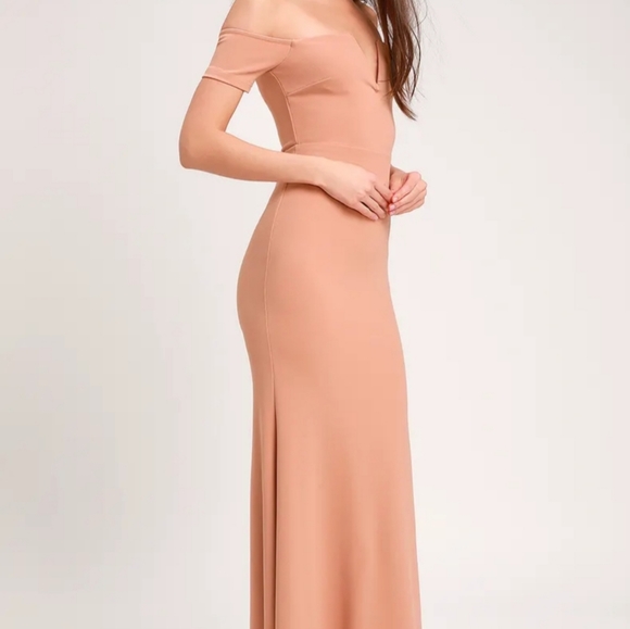 Medium Nude Off-the-Shoulder Maxi Dress - Picture 2 of 8
